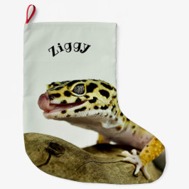 Personlig Leopard Gecko Lizard Stor Julstrumpa