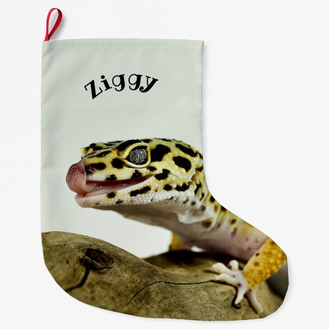 Personlig Leopard Gecko Lizard Stor Julstrumpa (Framsidan)