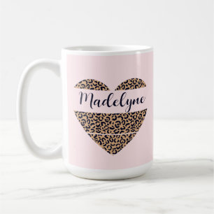 Personlig Leopard Heart Rosa Tall Coffee Mugg