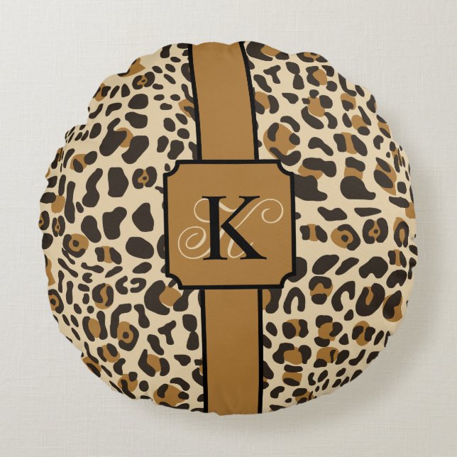 Personlig Leopard Jaguar Animal Print Mönster Rund Kudde (Framsidan)