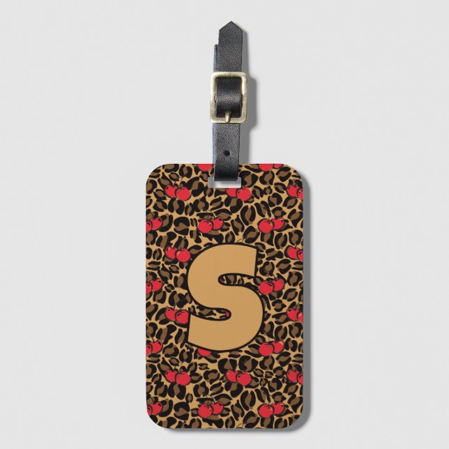 Personlig Leopard Körsbär Bagagebricka (Framsida vertikal)