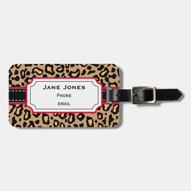 Personlig Leopard Luggage Tag Bagagebricka (Horisontell Framsida)