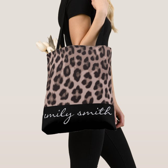 Personlig Leopard Mönster Tote Bag Tygkasse (Närbild)