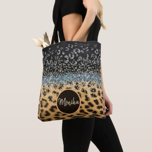Personlig Leopard Päls Glamor Glitter Agate Tygkasse
