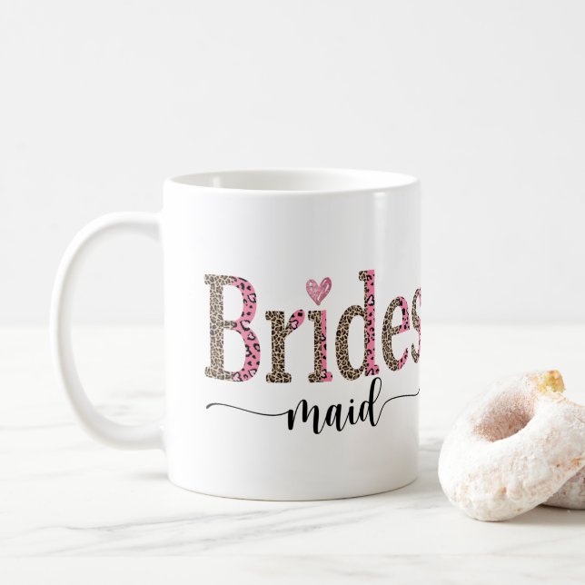 Personlig Leopard Print Bridesmaid-gåva Kaffemugg (Med munk)