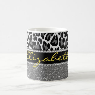 Personlig Leopard Print Glitter Kaffemugg