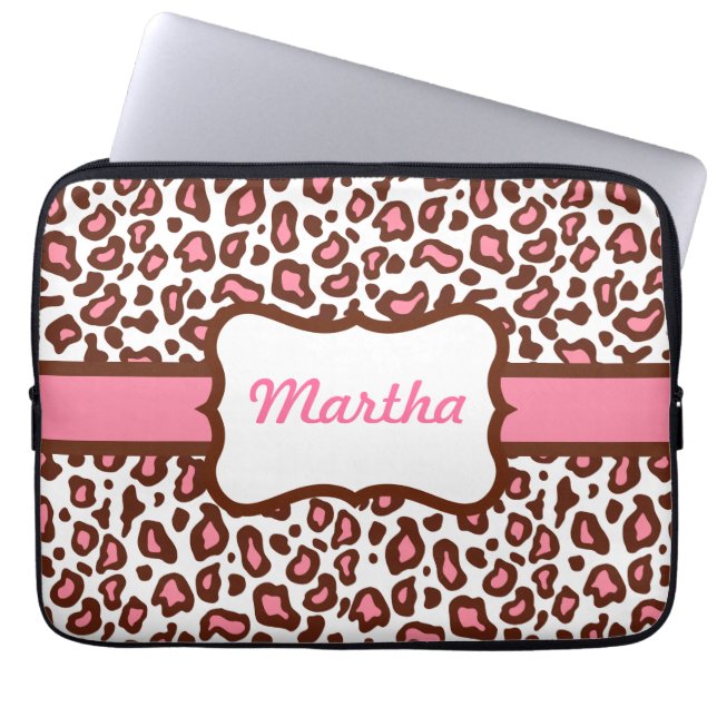 Personlig Leopard Print Laptop sleeve (Framsidan)