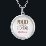 Personlig Leopard Print Maid of honor Gift Silverpläterat Halsband<br><div class="desc">Anpassa det här halsbandet eller låset i Maid of honor silver med hennes namn. En underbar gåva till Maid of honor. Se även våra brudtärmar,  och mor halsband.</div>