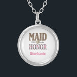 Personlig Leopard Print Maid of honor Gift Silverpläterat Halsband<br><div class="desc">Anpassa det här halsbandet eller låset i Maid of honor silver med hennes namn. En underbar gåva till Maid of honor. Se även våra brudtärmar,  och mor halsband.</div>