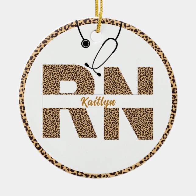 Personlig Leopard R N Nurse Ornament (Framsidan)