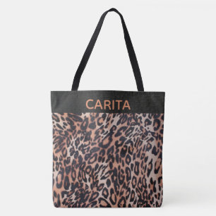 Personlig Leopard Skin Struktur Tote Bag Tygkasse