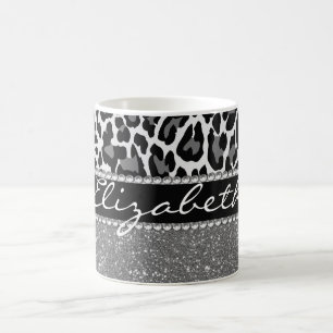 Personlig Leopard Skriv ut Glitter Coffee Mugg