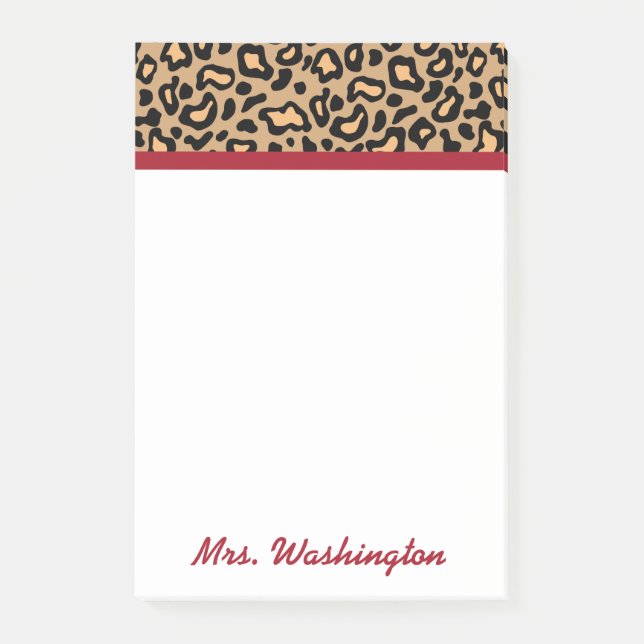 Personlig Leopard Teacher's Post it Notes Gift Post-it Block (Framsida)