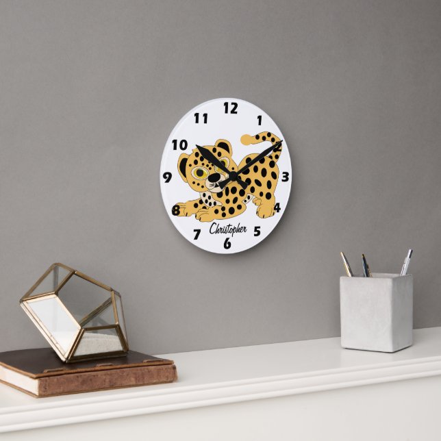 Personlig leoparddesign rund klocka (Kontor)