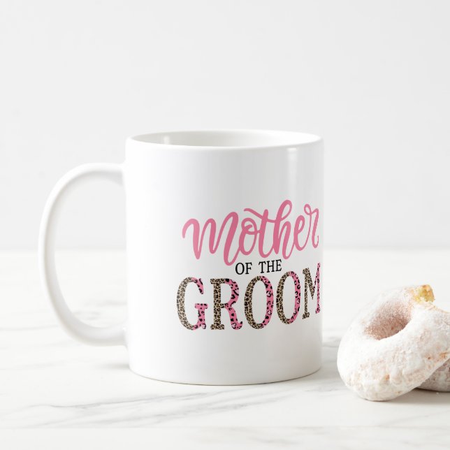 Personlig Leopardsmyckad Mor till Brudgummen-Gåva Kaffemugg (Med munk)