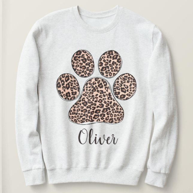 Personlig leopardtåavtryck vit sweatshirt  t shirt (Design framsida)