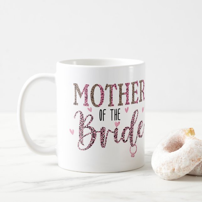 Personlig leopardtryck Mor till bruden present  Kaffemugg (Med munk)