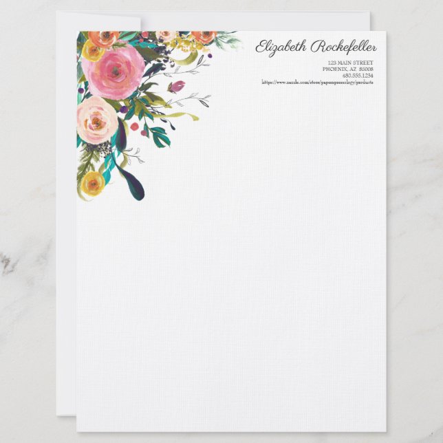Personlig Letterhead Multi Flower Stationery Brevhuvud (Framsida)