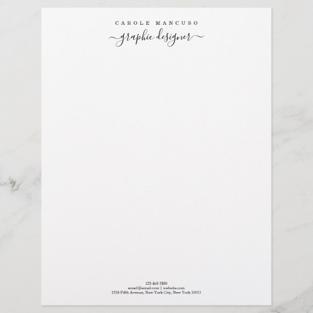 Personlig Letterhead Stationär| Enkel Höger Brevhuvud (Framsida)