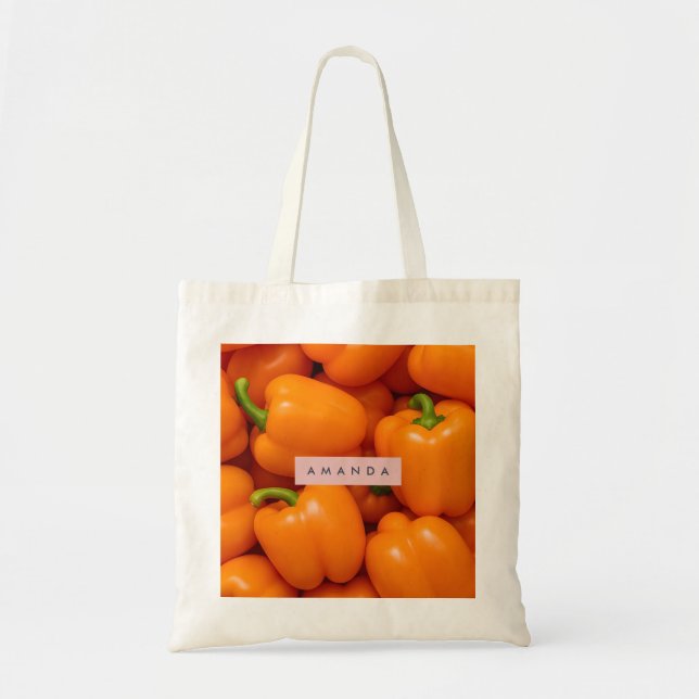 Personlig Levande Färsk Orange Klockpeppar Tygkasse (Framsidan)