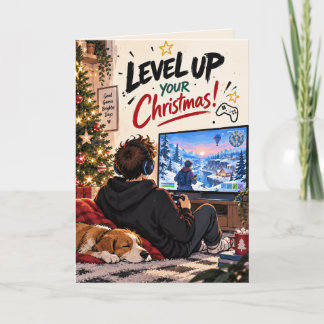 Personlig Level Up Gamer Jul Helgkort