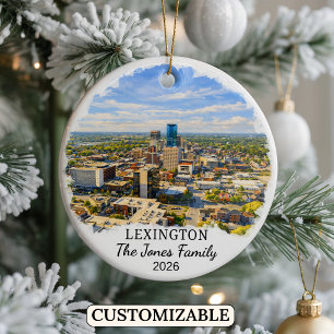 Personlig Lexington-ornament, Anpassad Kentucky Julgransprydnad Keramik