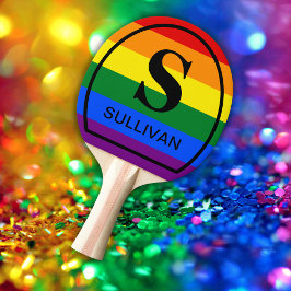 Personlig LGBT Gay pride Flagga Rainbow Monogram Pingisracket