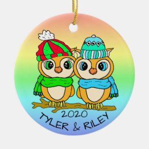 Personlig LGBT Love birds Uggla jul Julgransprydnad Keramik
