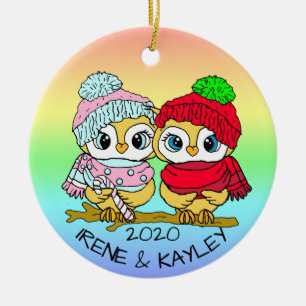 Personlig LGBT Love birds Uggla jul Julgransprydnad Keramik