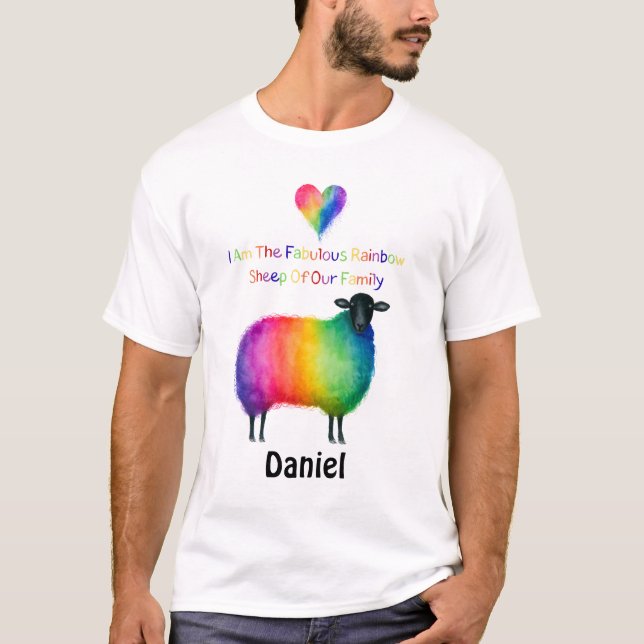 Personlig LGBTQ regnbågss får  T Shirt (Framsida)