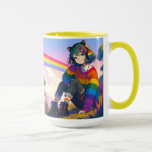 Personlig LGBTQIA+ Anime-tjej Lesbisk Stolthet Mugg