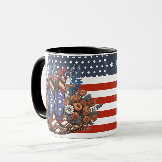 Personlig Liberty the American Way CowboyBoots Mugg (Framsida vänster)