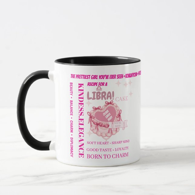 Personlig Libra Tårtdesign Mugg (Vänster)