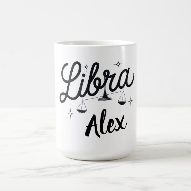 Personlig Libra Zodiac Sign Art Kaffemugg (Center)