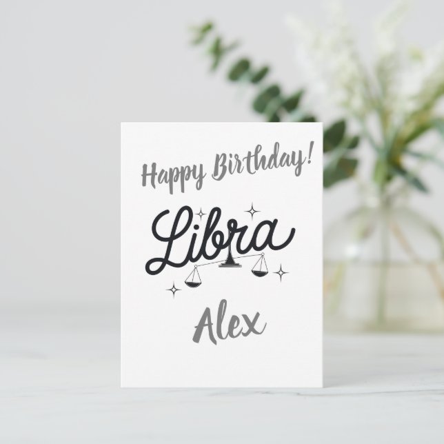 Personlig Libra Zodiac Sign Art Vykort (Stående Fram)