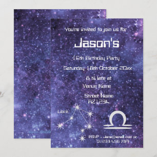 Personlig Libra Zodiak Galaxy Fest Inbjudningar