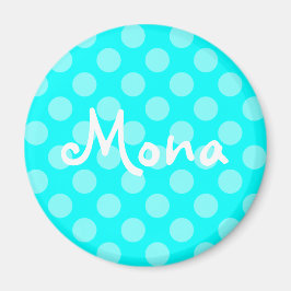 Personlig Light Aqua Polka Dot Magnet