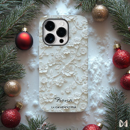 Personlig Light Blue Embroized Blommigt Quote