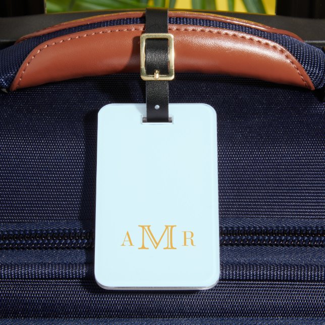 Personlig Light Blue Monogram Bagagebricka (Framsida Insitu 2)