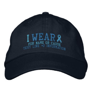 Personlig Light Blue Ribbon Awareness Broderad Keps