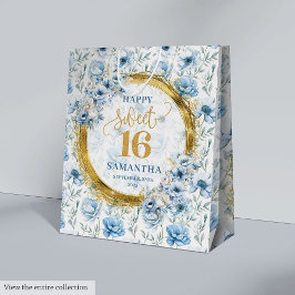 Personlig Light Blue Sweet sixteen Glitter Bag