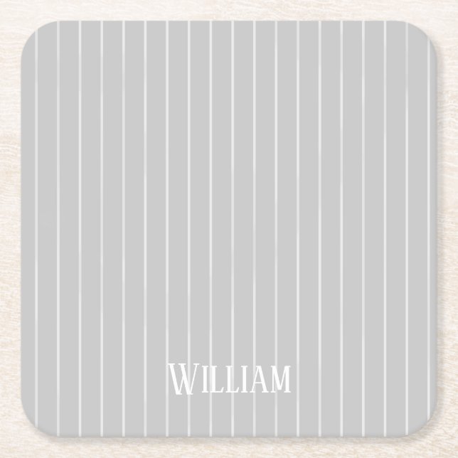 Personlig light grått streck underlägg papper kvadrat (Framsidan)