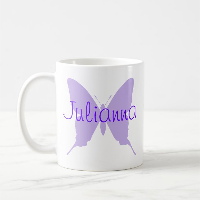 Personlig Light Lila Butterfly Shape Kaffemugg (Vänster)