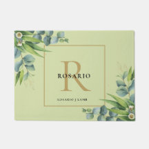 Personlig Light Oliv grönt Guld Monogram