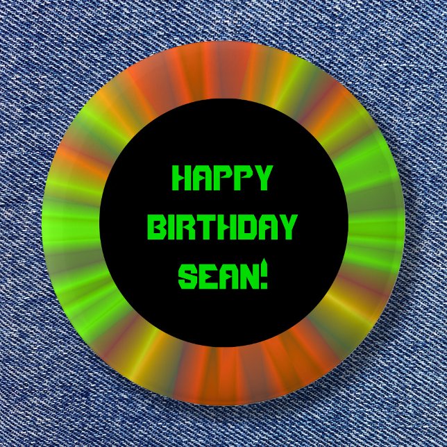 Personlig Light Show Fractal Art Birthday Knapp (Personalized Light Show Fractal Art Birthday Pinback Button)