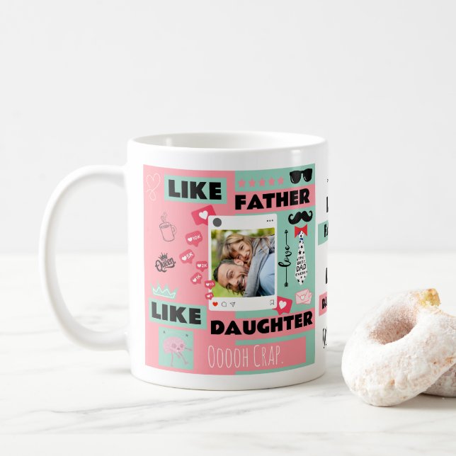 Personlig "Lika far lika dotter, oj då"  Kaffemugg (Med munk)