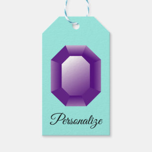 Personlig lila ametist ädelsten presentetikett