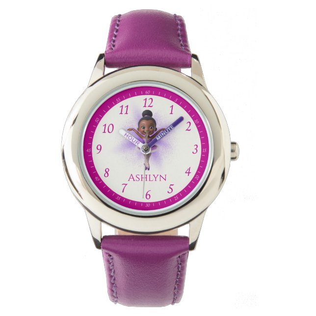 Personlig Lila Ballerina Dance Kids Learning Armbandsur (Framsida)