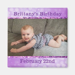 Personlig Lila Birthday Reminder Magnet