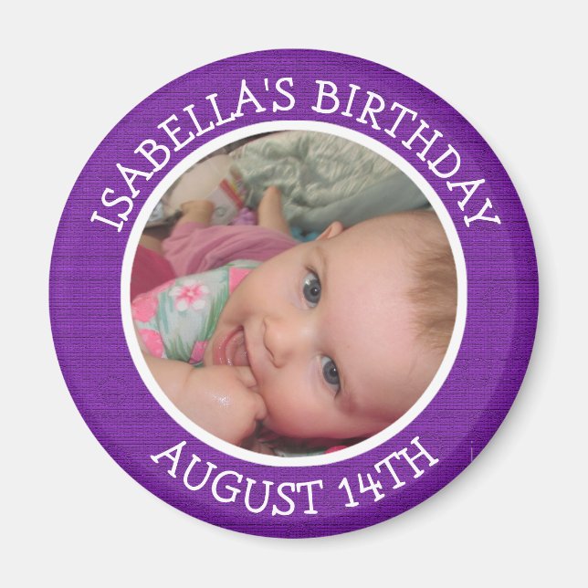 Personlig Lila Birthday Reminder Magnet (Framsidan)